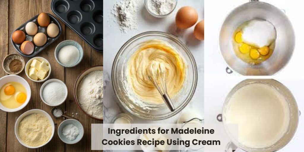 Ingredients for Madeleine Cookies Recipe Using Cream